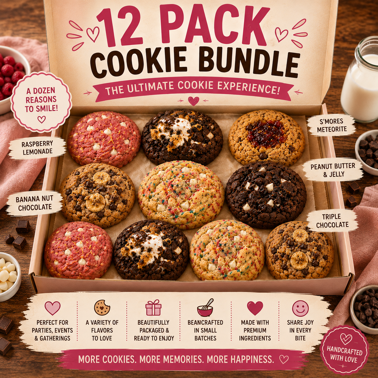 Rosie’s Banana Nut Chocolate Cookie with Banana Caramel Filling 12 Pack